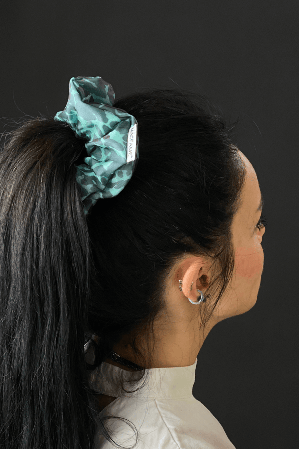 Leopard Print Organza Scrunchie Green