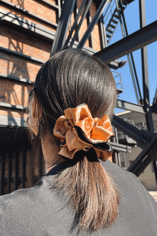 Macfame Gold Double Color Oversized Satin Scrunchie