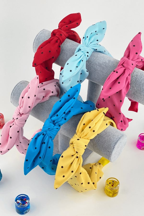Macfame Eared Polka Dot Crown Pink