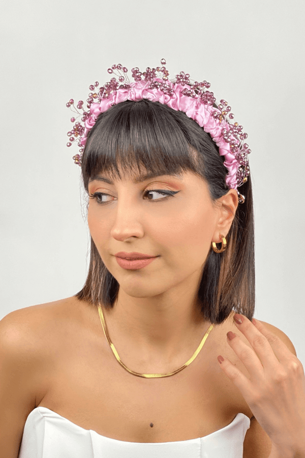 Purple Crystal Embellished Bridal Headband