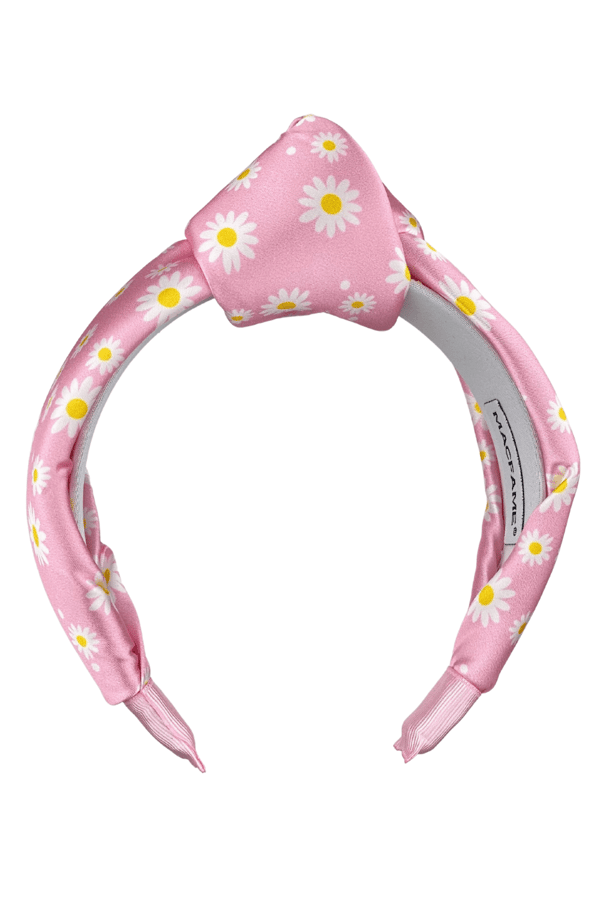 Daisy Print Padded Satin Headband Pink