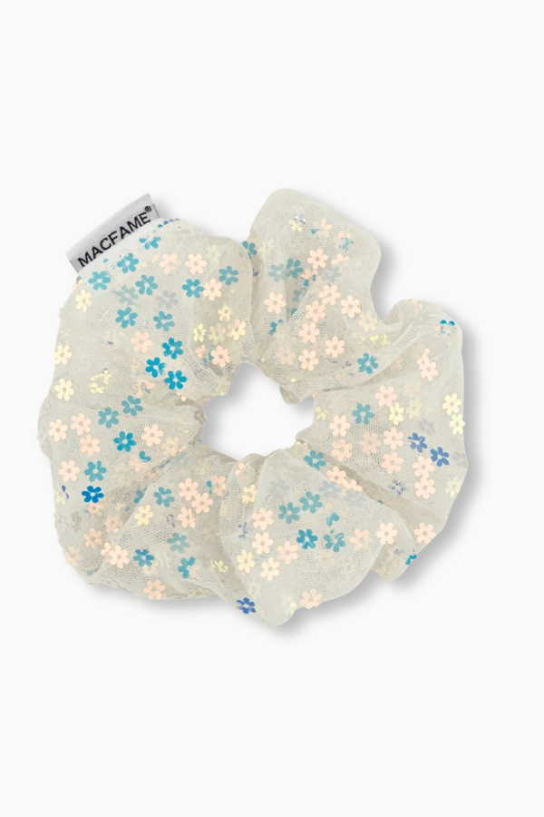 Daisy Tulle Scrunchie Blue