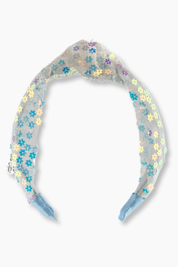Daisy Sequin White Tulle Headband