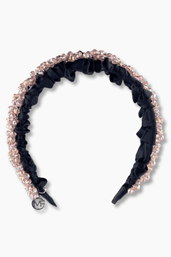 Gold Crystal Bridal Headband Black