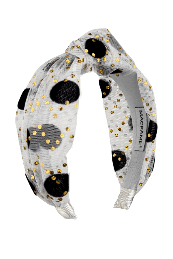 Polka Dot Headband White