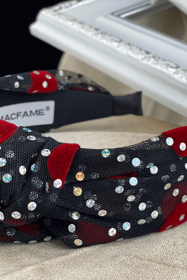 Polka Dot Headband Black