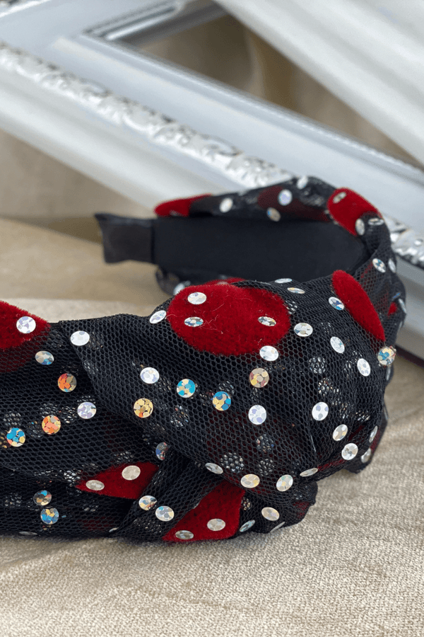 Polka Dot Headband Black