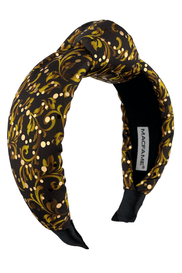 Yellow Sequin Pattern Black Padded Headband