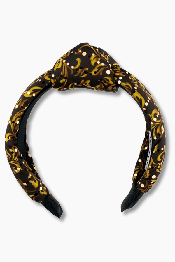 Yellow Sequin Pattern Black Padded Headband