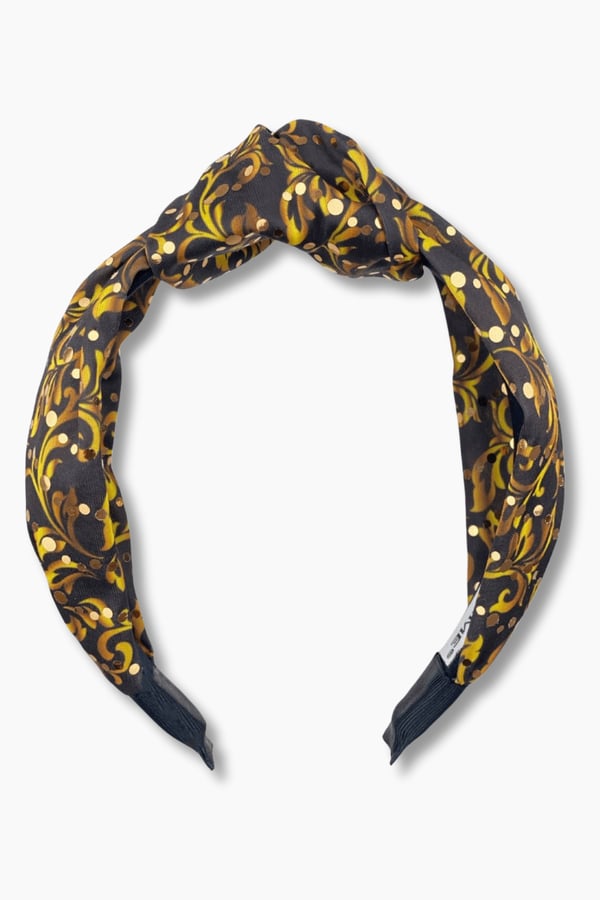 Yellow Sequin Pattern Black Women Headband