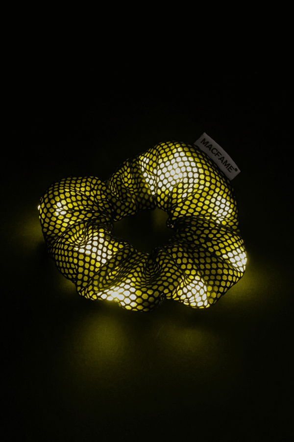 Light Up Scrunchie Yellow Navy Blue