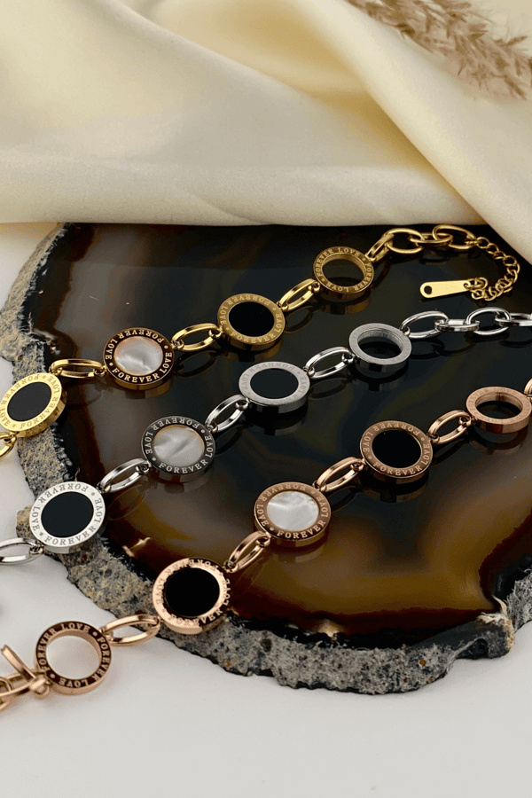 Nacre Stone Forever Love Gold Bracelet