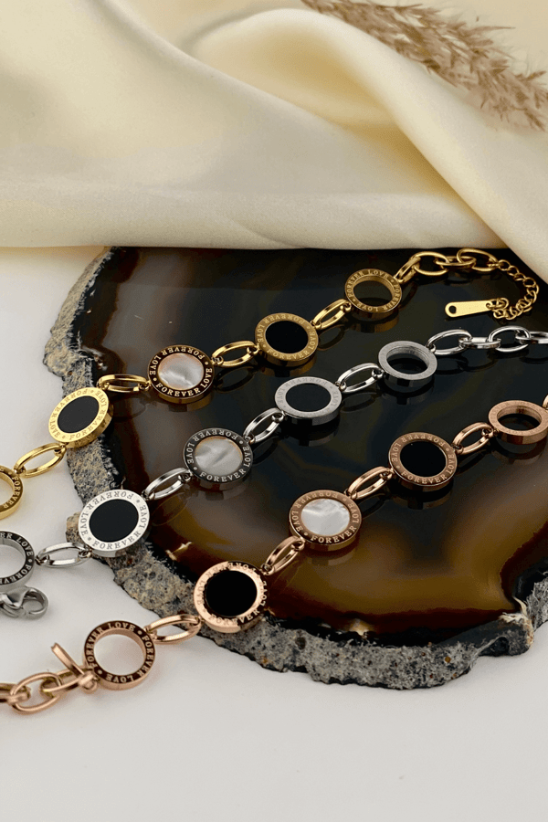 Nacre Stone Forever Love Bronze Bracelet