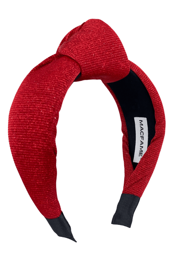 Silvery Padded Headband Red