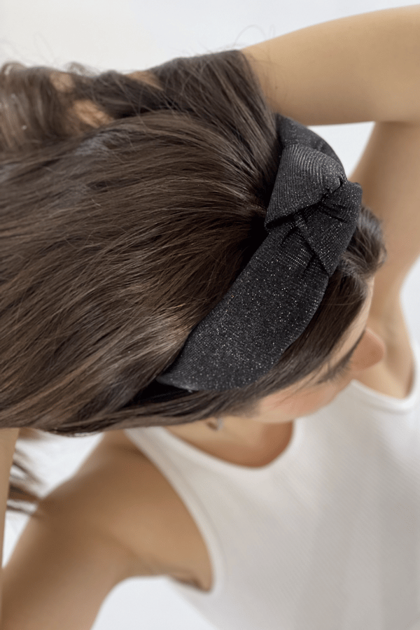 Silvery Padded Headband Black