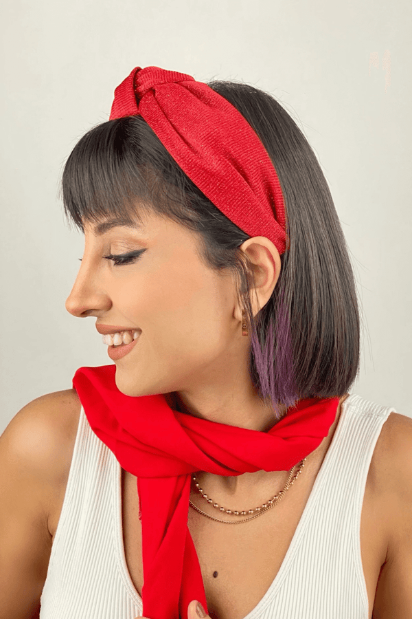 Silvery Headband Red