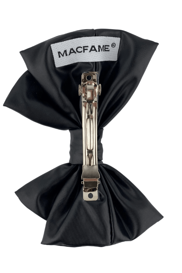 Black Leather Layered Bow Hair Clip