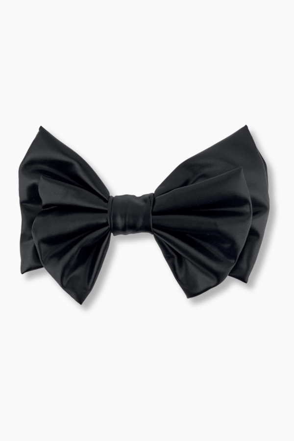 Black Leather Layered Bow Hair Clip