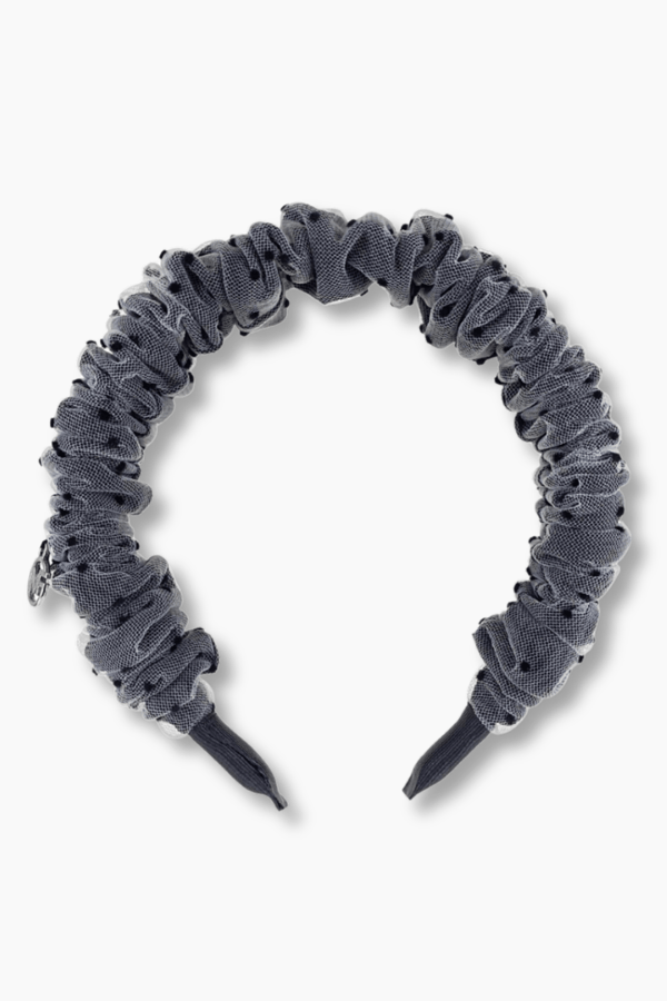 Polka Dot Accordion Headband Black