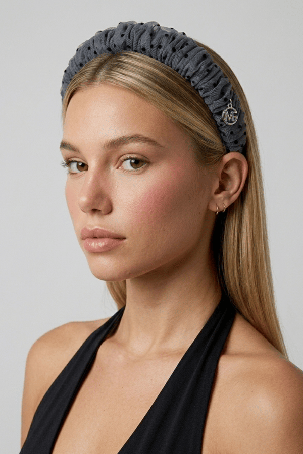 Polka Dot Accordion Headband Black