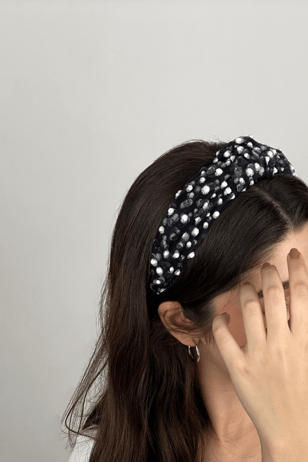 Black Pompom Tulle Knotted Headband