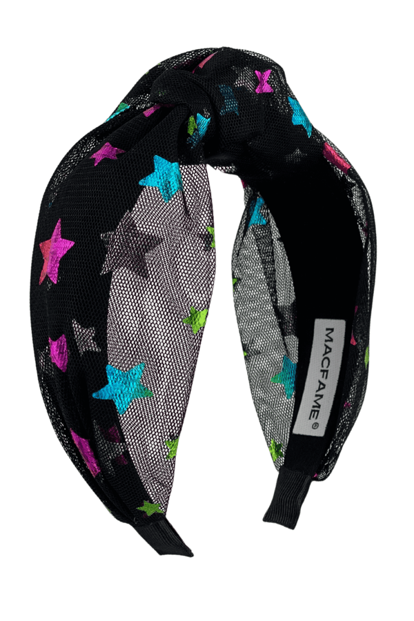 Star Print Headband Black