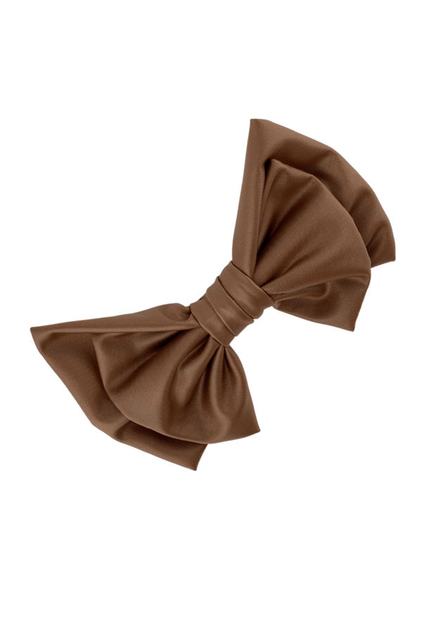 Camel Leather Layered Bow Hair Clip