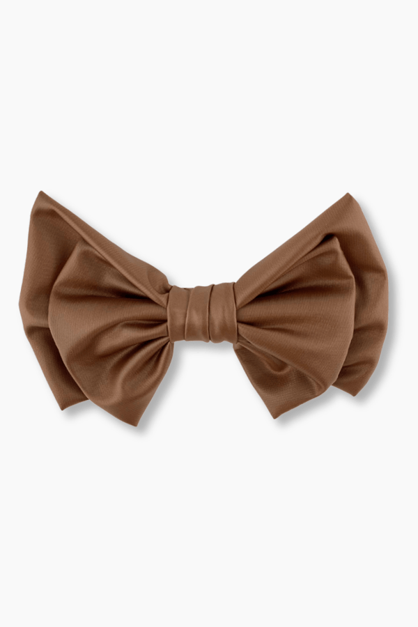Camel Leather Layered Bow Hair Clip