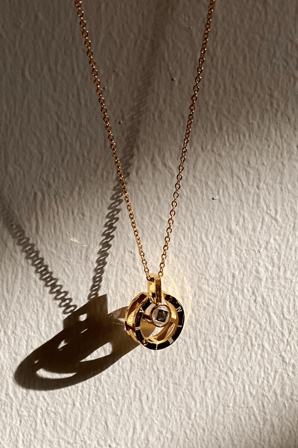 Taşlı Aşk Kolyesi Gold