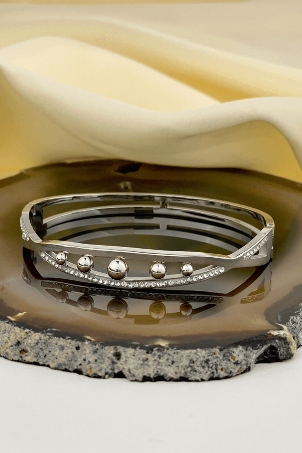 Charming Wave Style Hinge Silver Bangle