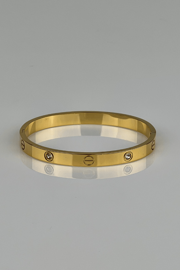 Screw Style Crystal Gold Bangle Bracelet