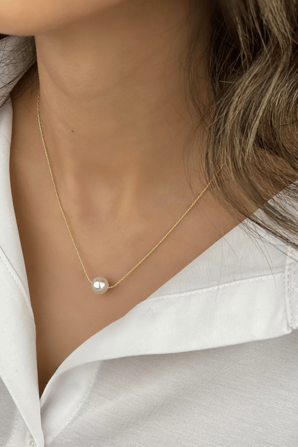 Single Pearl Necklace - Gold