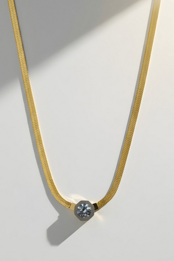 Solitaire Italian Chain Necklace Gold