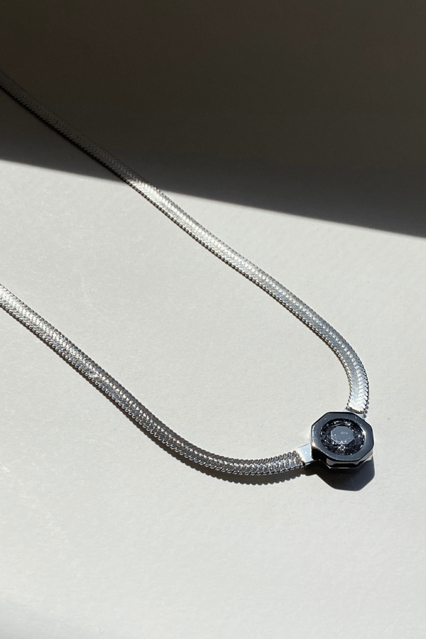 Solitaire Italian Chain Necklace Silver