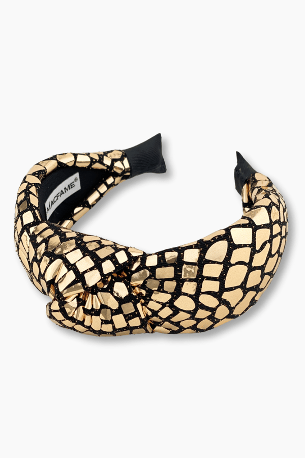 Crocodile Pattern Padded Headband Gold