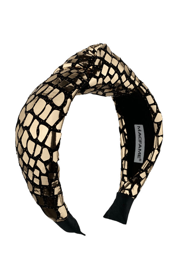 Crocodile Pattern Padded Headband Gold