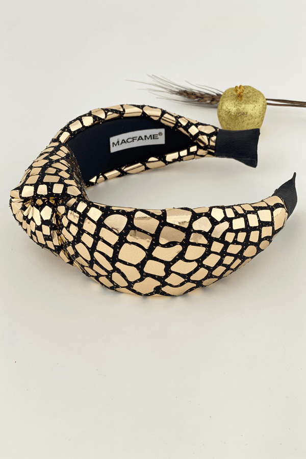 Crocodile Pattern Padded Headband Gold