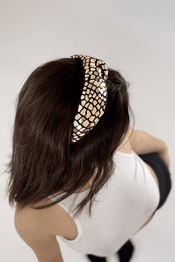 Crocodile Pattern Padded Headband Gold