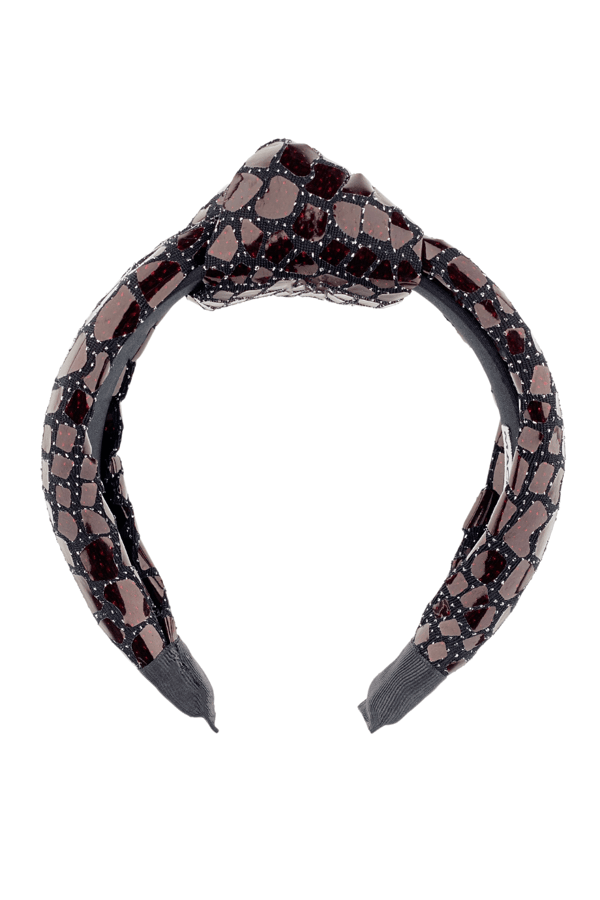 Crocodile Pattern Padded Headband Burgundy