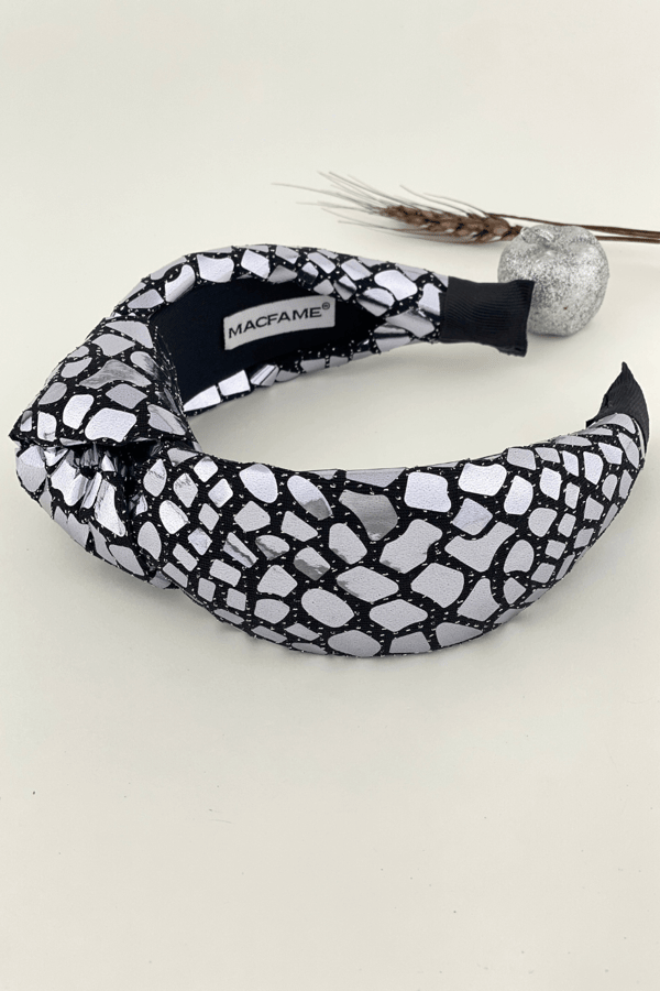 Crocodile Pattern Padded Headband Silver