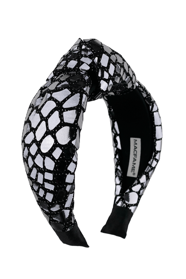 Crocodile Pattern Padded Headband Silver