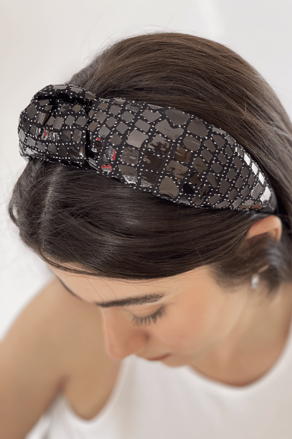Crocodile Pattern Padded Headband Black