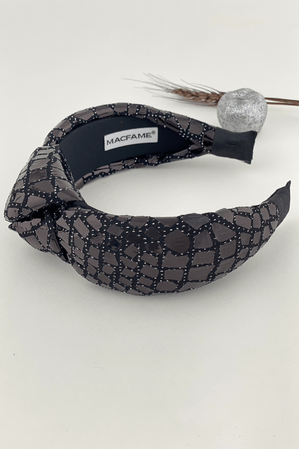 Crocodile Pattern Padded Headband Black