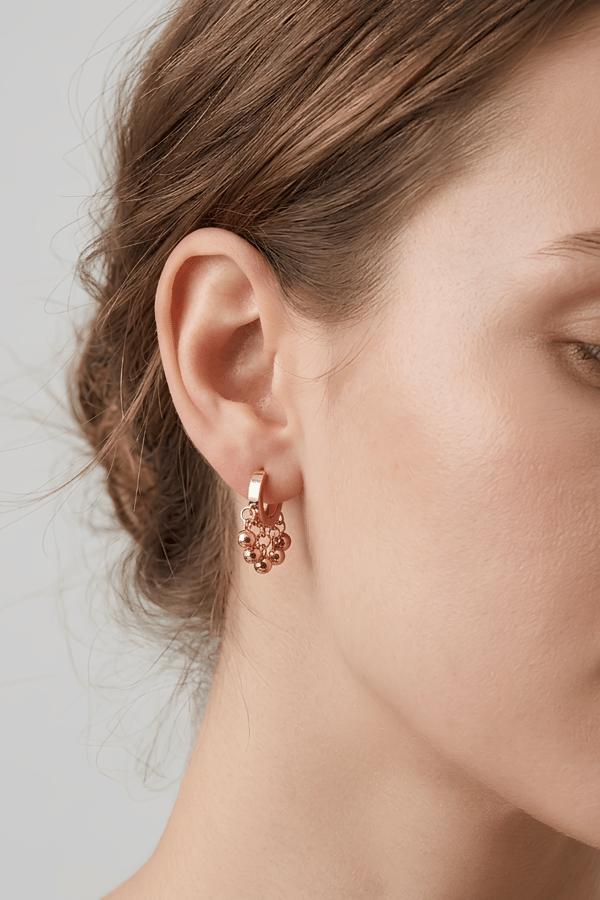 Ball Steel Hinged Hoop Earrings Bronze