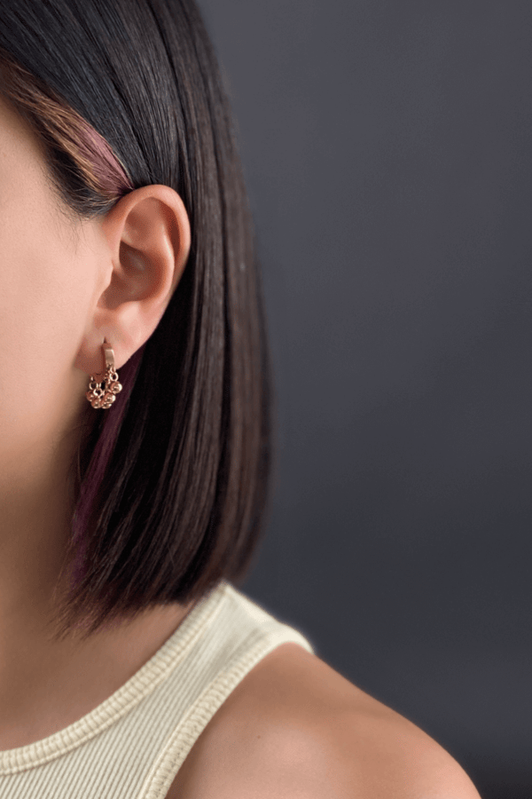 Ball Steel Hinged Hoop Earrings Bronze