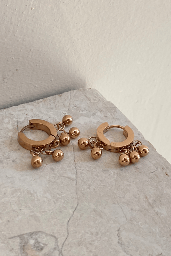 Ball Steel Hinged Hoop Earrings Bronze