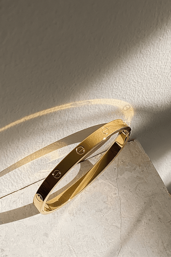 Screw Style Gold Bangle Bracelet