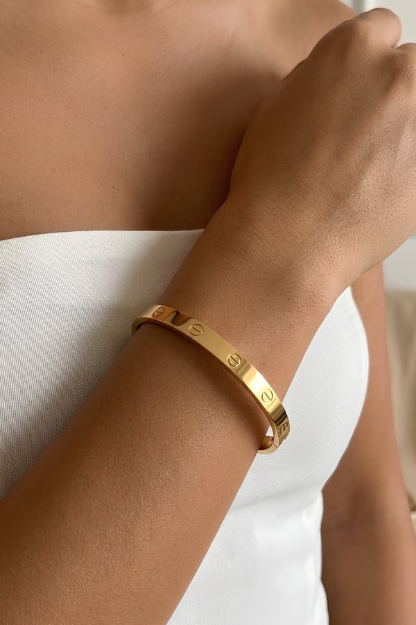 Screw Style Gold Bangle Bracelet