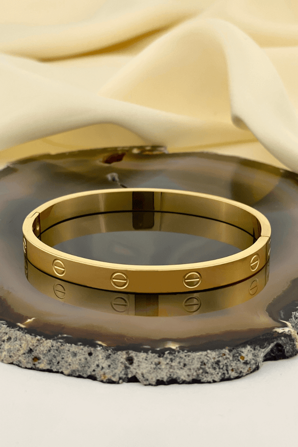 Screw Style Gold Bangle Bracelet