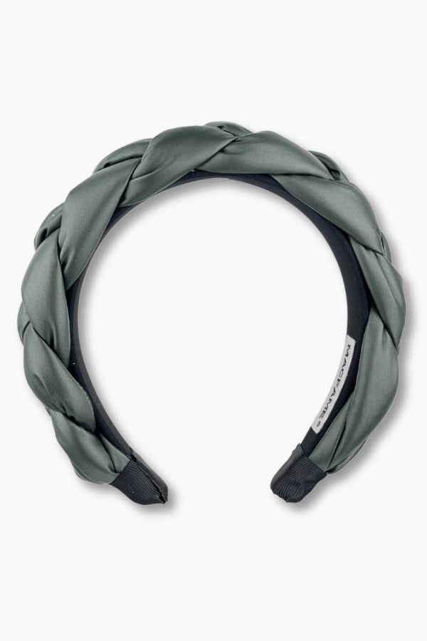 Green Leather Braided Headband